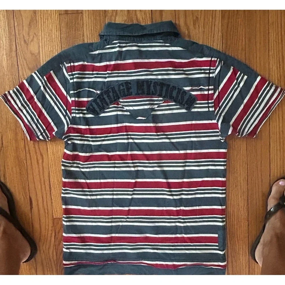 Vintage 2007 Levi's Red Tab Striped Polo Shirt - Men's Medium- LS Logo Y2K